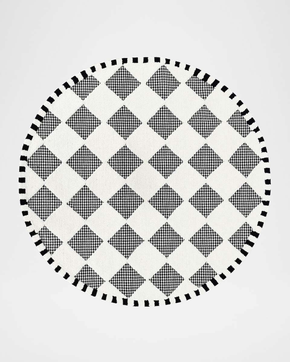 Houndstooth Check Diamond Rug, 6' Round